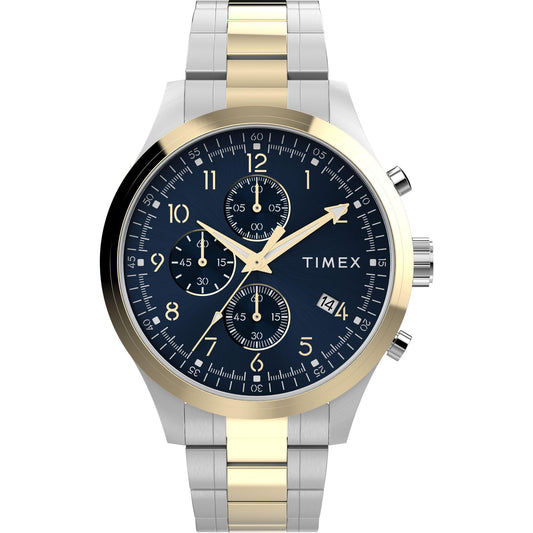 Men's Dress Chronograph 43mm Watch - Silver-Tone Bracelet Black Dial Silver-Tone Case