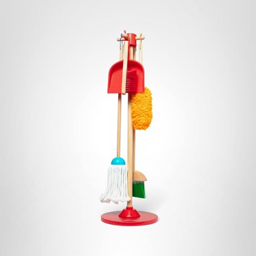 Melissa & Doug Dust Sweep Mop, 6-Pc. Toddler Cleaning Set with Kids Broom & Accessories, Preschool Learning Activities & Kids Toys for Girls & Boys 3+