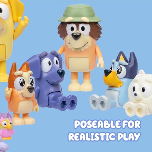 Bluey Family Figure Pack of 4, Robust Poseable Character Toys with Bingo, Chilli, and Bandit Figures, Toddler-Sized Animal Figurines for Kids Ages 3+