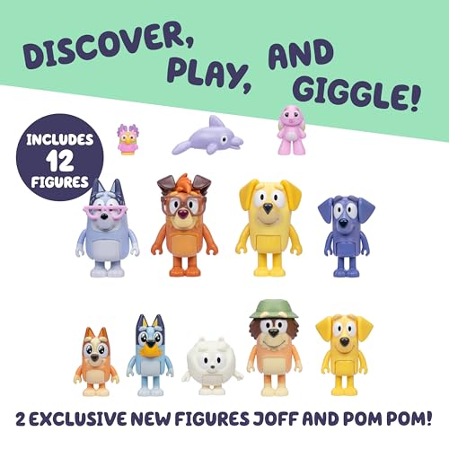 Bluey Family Figure Pack of 4, Robust Poseable Character Toys with Bingo, Chilli, and Bandit Figures, Toddler-Sized Animal Figurines for Kids Ages 3+