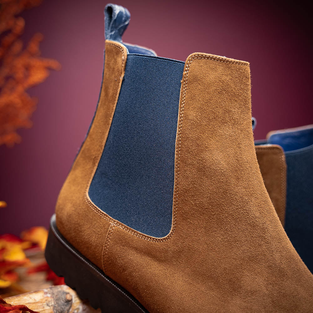 46-210-CGN GIANNA Suede Chelsea Boot, Cognac