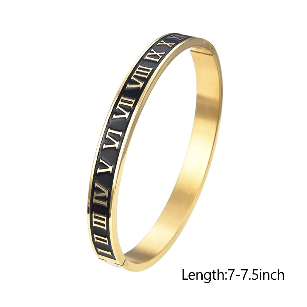 3PCS Stainless Steel Bracelets for Men Gold Roman Numeral Bangle Bracelet Twisted Cable Bracelet Adjustable Cuff Bracelet Mens Luxury Jewelry Bracelets Gifts