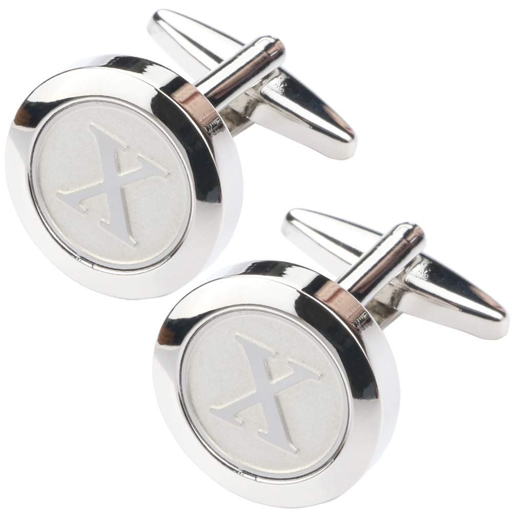 Mens Classic Stainless Steel Initial Cufflinks 26 Alphabet Initial Letter Cufflinks Business Wedding Shirts A-Z