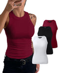 3 Piece Womens Tank Tops Sleeveless Basic Cami Shirt Slim Knit Ribbed Racerback Blouses