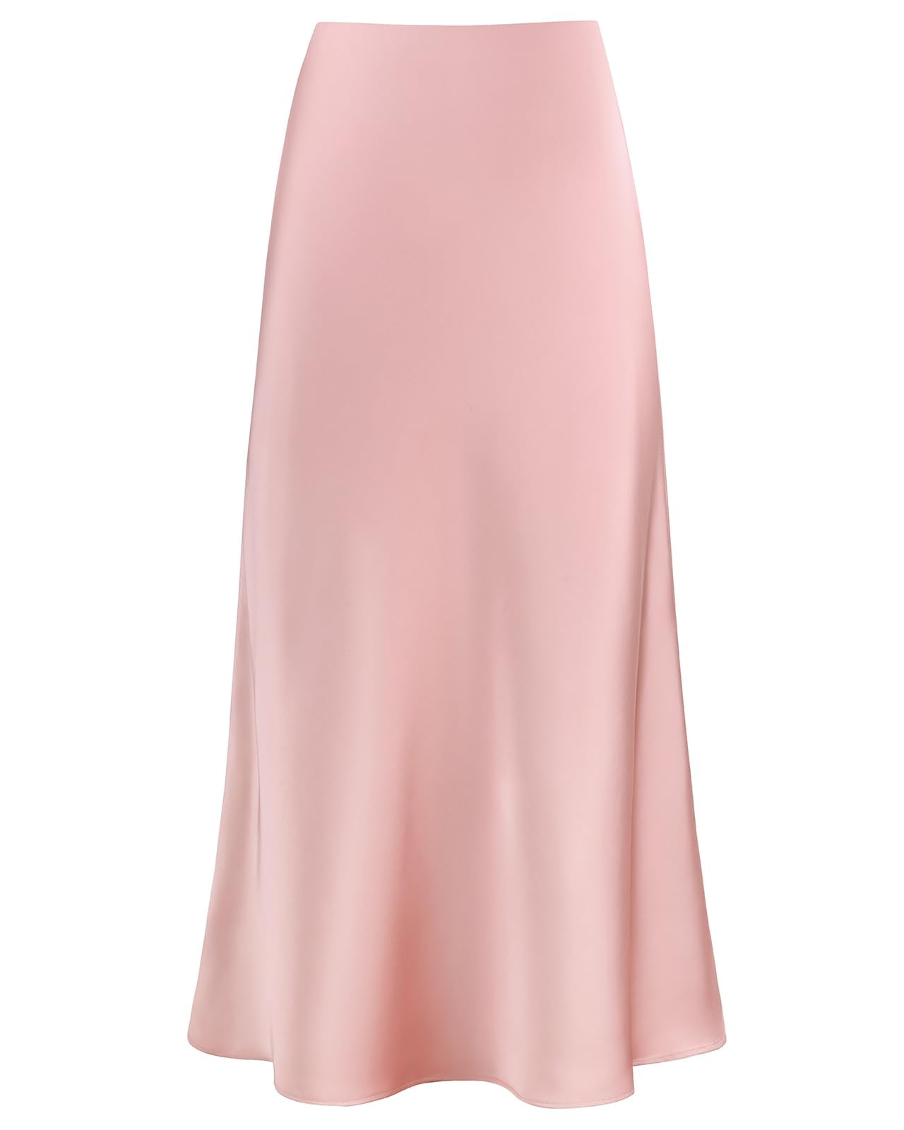 Women's Satin High Waisted Maxi Skirts Hidden Elasticized Waistband A Line Long Skirt