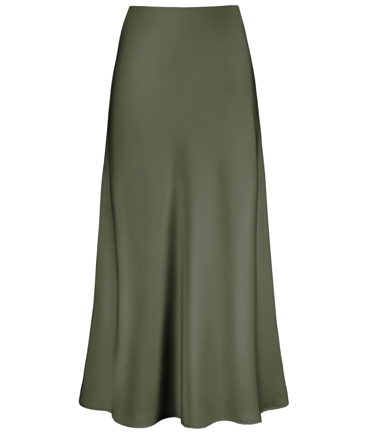 Women's Satin High Waisted Maxi Skirts Hidden Elasticized Waistband A Line Long Skirt