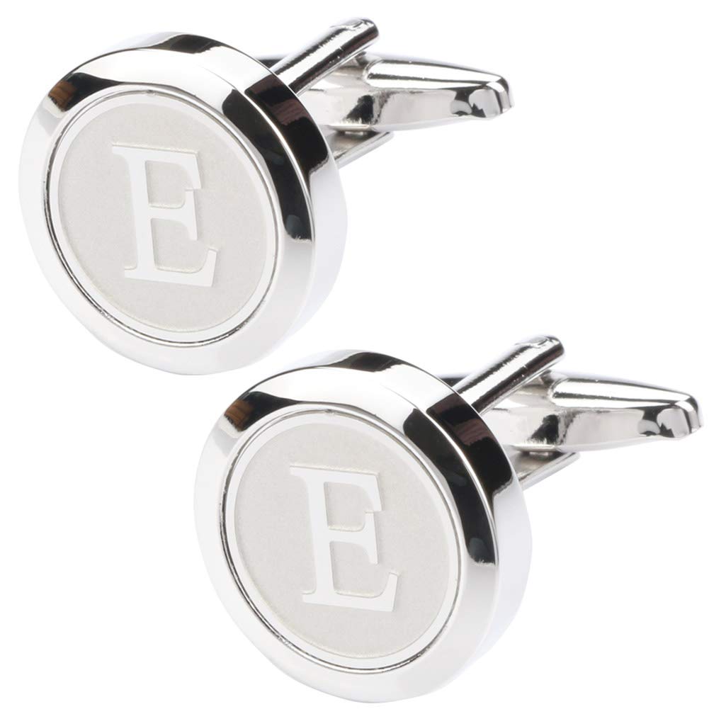 Mens Classic Stainless Steel Initial Cufflinks 26 Alphabet Initial Letter Cufflinks Business Wedding Shirts A-Z