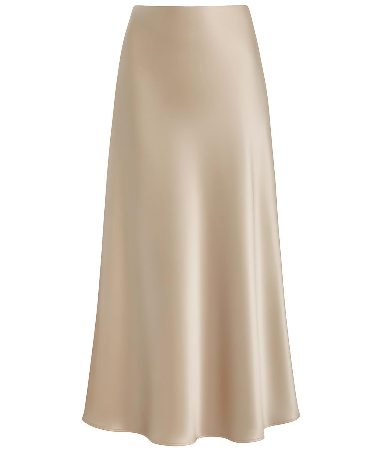 Women's Satin High Waisted Maxi Skirts Hidden Elasticized Waistband A Line Long Skirt