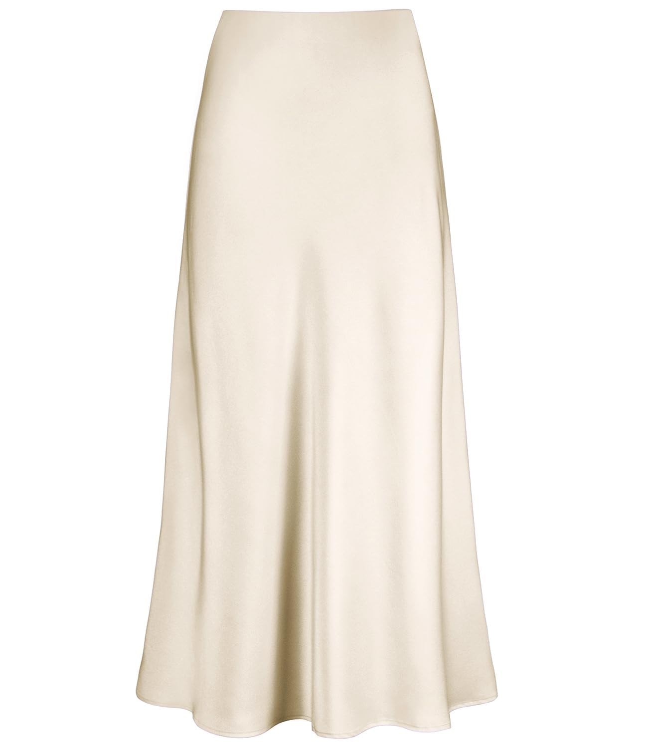 Women's Satin High Waisted Maxi Skirts Hidden Elasticized Waistband A Line Long Skirt