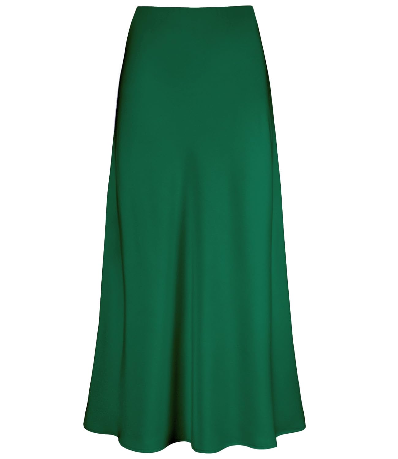Women's Satin High Waisted Maxi Skirts Hidden Elasticized Waistband A Line Long Skirt