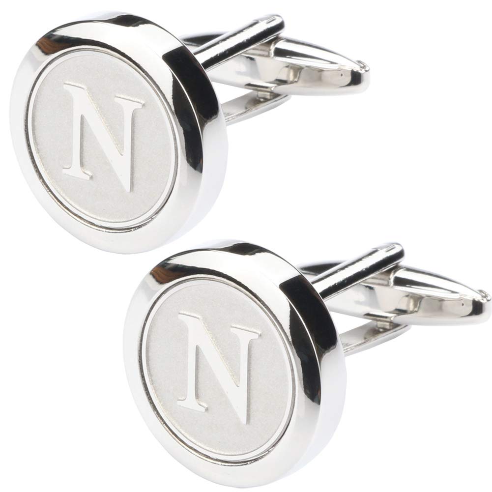 Mens Classic Stainless Steel Initial Cufflinks 26 Alphabet Initial Letter Cufflinks Business Wedding Shirts A-Z