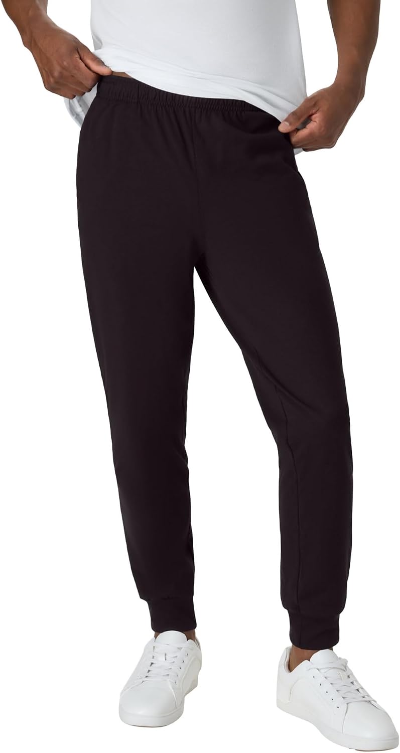 Men's Lightweight Cotton Jersey Cuffed Jogger Sweatpants with Drawstring and Pockets - 30.5"