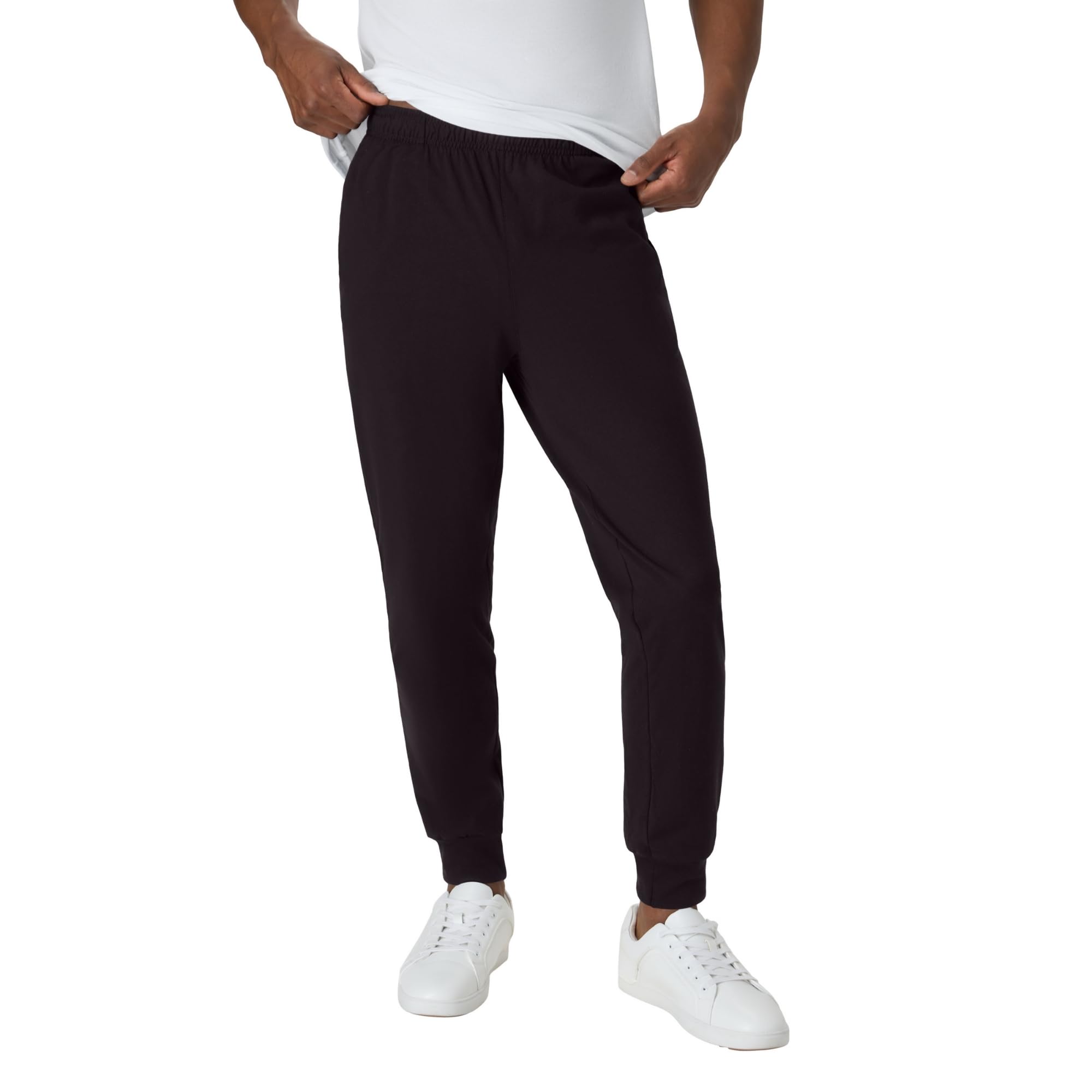 Men's Lightweight Cotton Jersey Cuffed Jogger Sweatpants with Drawstring and Pockets - 30.5"