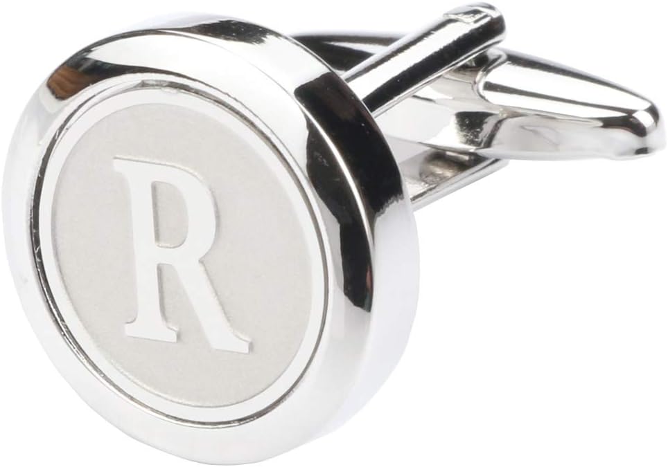 Mens Classic Stainless Steel Initial Cufflinks 26 Alphabet Initial Letter Cufflinks Business Wedding Shirts A-Z