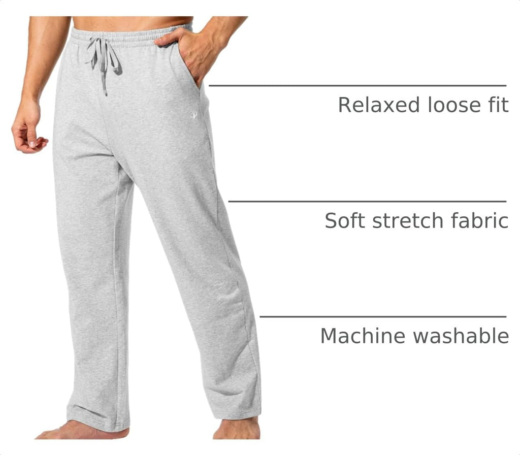 Men's Cotton Yoga Sweatpants Athletic Lounge Pants Open Bottom Casual Jersey Pants for Men with Pockets