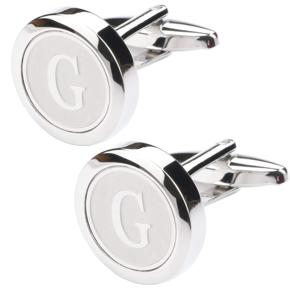 Mens Classic Stainless Steel Initial Cufflinks 26 Alphabet Initial Letter Cufflinks Business Wedding Shirts A-Z