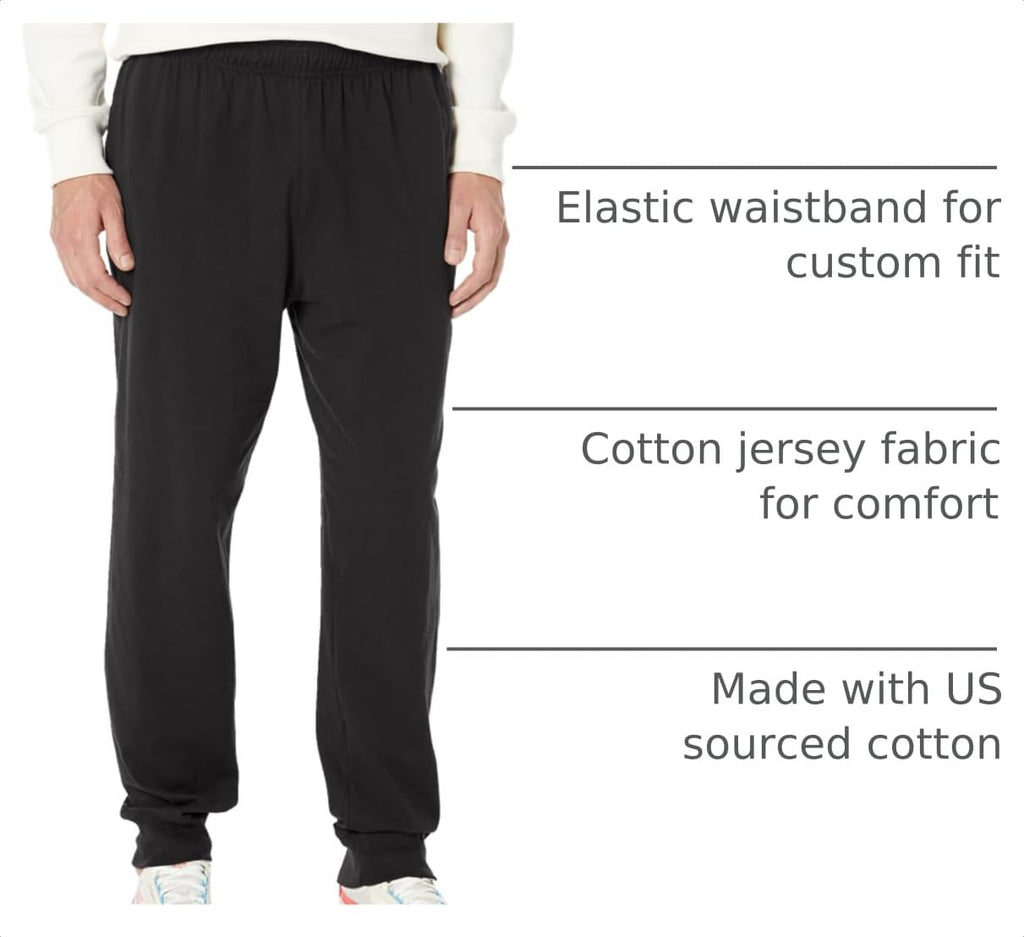 Men's Lightweight Cotton Jersey Cuffed Jogger Sweatpants with Drawstring and Pockets - 30.5"