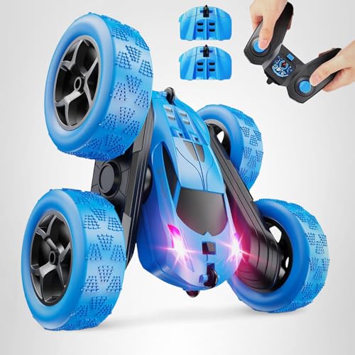 QUNREDA RC Cars, Pink Remote Control Car for Girls, 2.4 GHZ Double Sided RC Stunt Car 360° Rotating Remote Control Crawler with Headlights Car Toys for 6 7 8 9 10 11 12 Girls Birthday Gift Grandkids