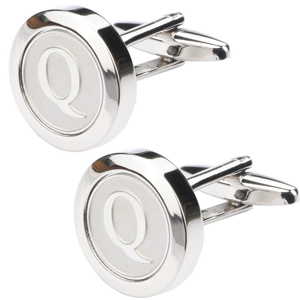 Mens Classic Stainless Steel Initial Cufflinks 26 Alphabet Initial Letter Cufflinks Business Wedding Shirts A-Z