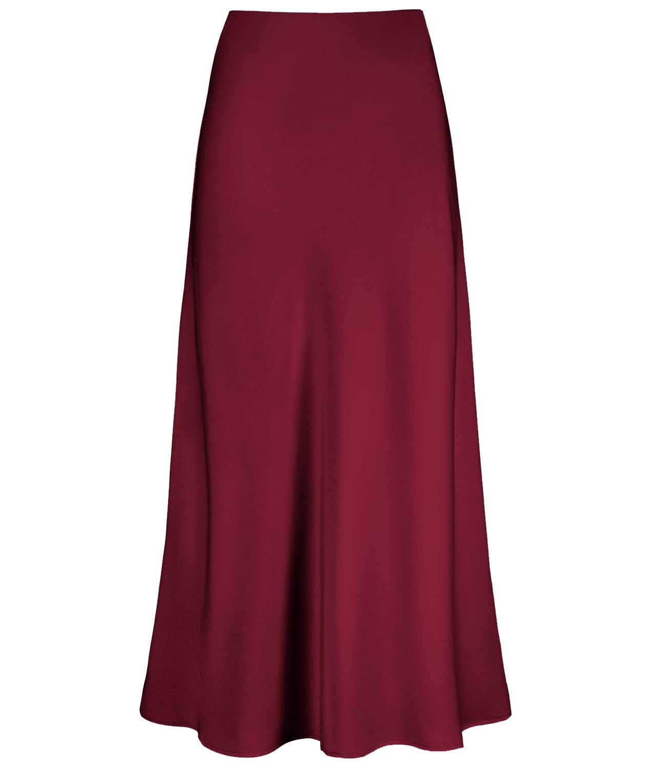 Women's Satin High Waisted Maxi Skirts Hidden Elasticized Waistband A Line Long Skirt