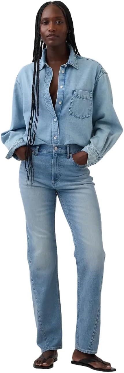 Womens High Rise 90s Straight Fit Denim Jeans