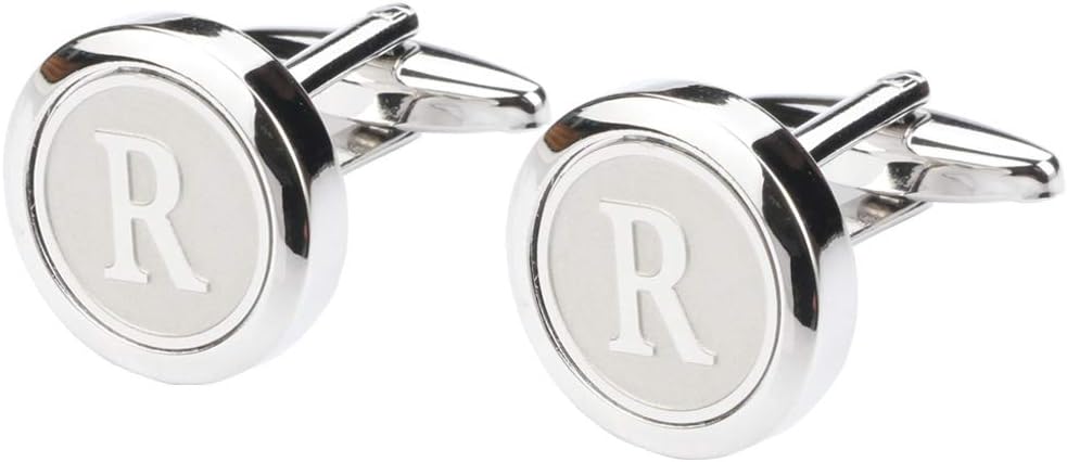 Mens Classic Stainless Steel Initial Cufflinks 26 Alphabet Initial Letter Cufflinks Business Wedding Shirts A-Z