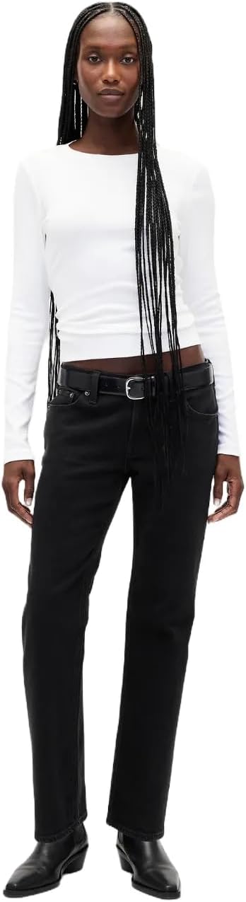 Womens High Rise 90s Straight Fit Denim Jeans