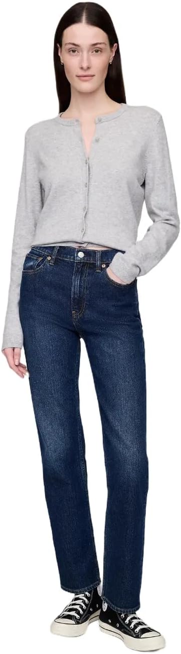 Womens High Rise 90s Straight Fit Denim Jeans