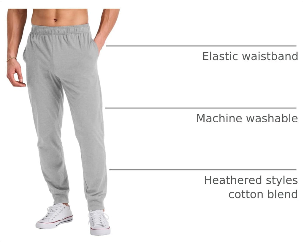 Men's Lightweight Cotton Jersey Cuffed Jogger Sweatpants with Drawstring and Pockets - 30.5"