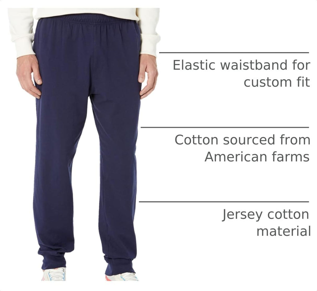 Men's Lightweight Cotton Jersey Cuffed Jogger Sweatpants with Drawstring and Pockets - 30.5"