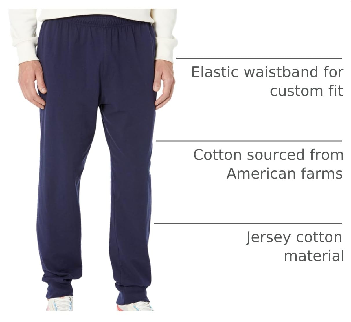 Men's Lightweight Cotton Jersey Cuffed Jogger Sweatpants with Drawstring and Pockets - 30.5"