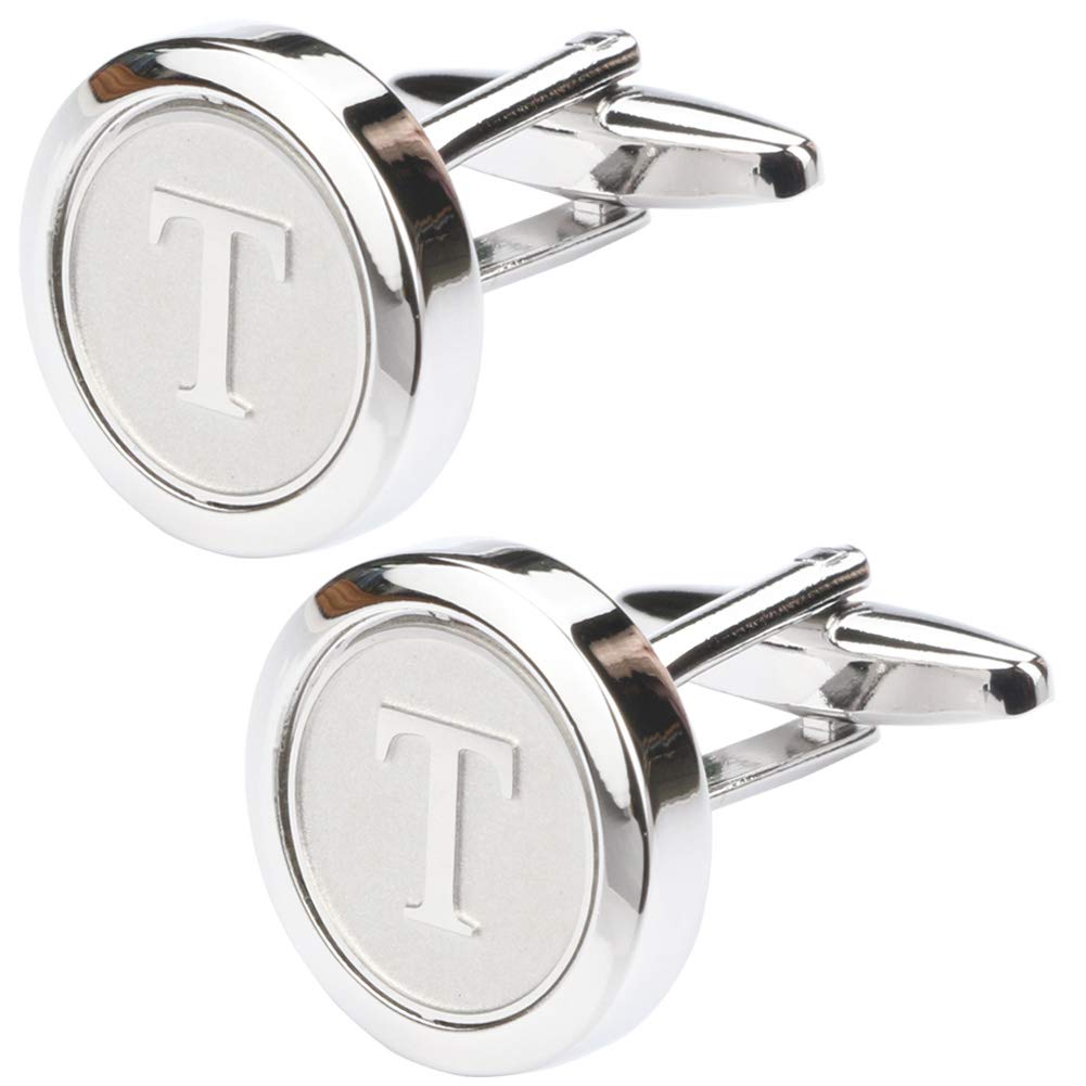 Mens Classic Stainless Steel Initial Cufflinks 26 Alphabet Initial Letter Cufflinks Business Wedding Shirts A-Z