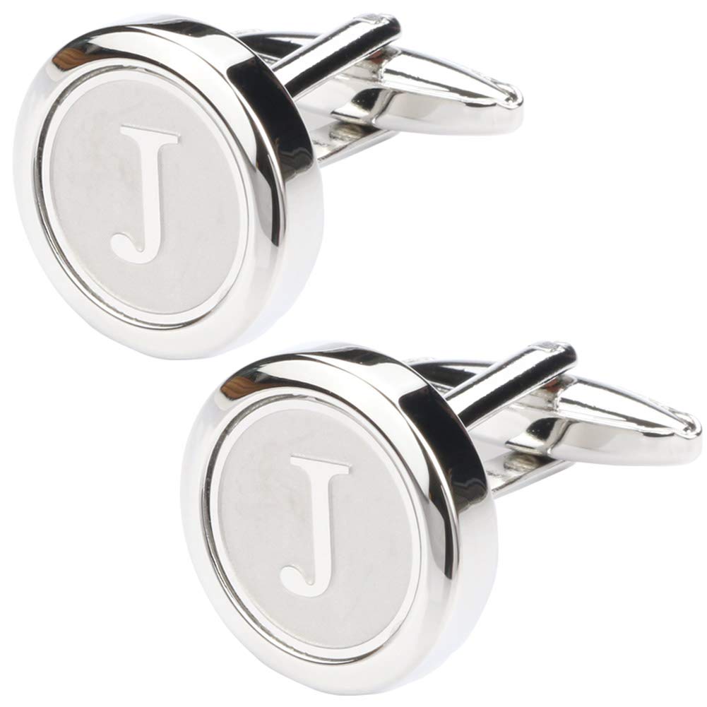 Mens Classic Stainless Steel Initial Cufflinks 26 Alphabet Initial Letter Cufflinks Business Wedding Shirts A-Z
