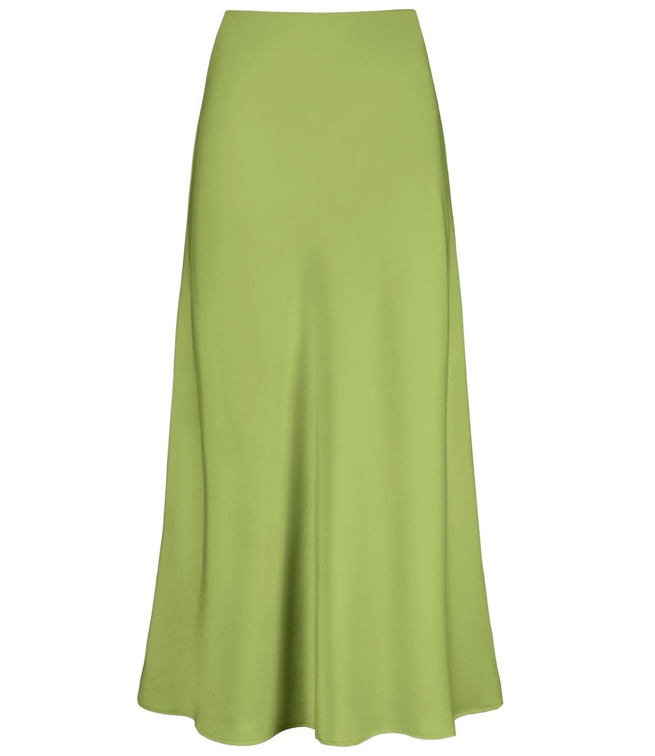 Women's Satin High Waisted Maxi Skirts Hidden Elasticized Waistband A Line Long Skirt