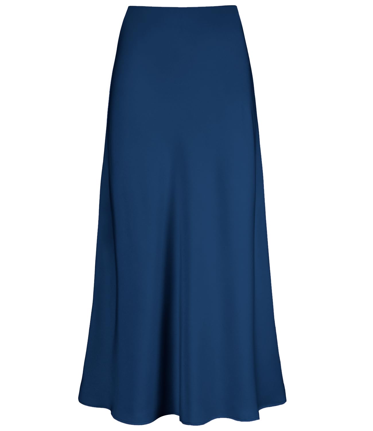Women's Satin High Waisted Maxi Skirts Hidden Elasticized Waistband A Line Long Skirt