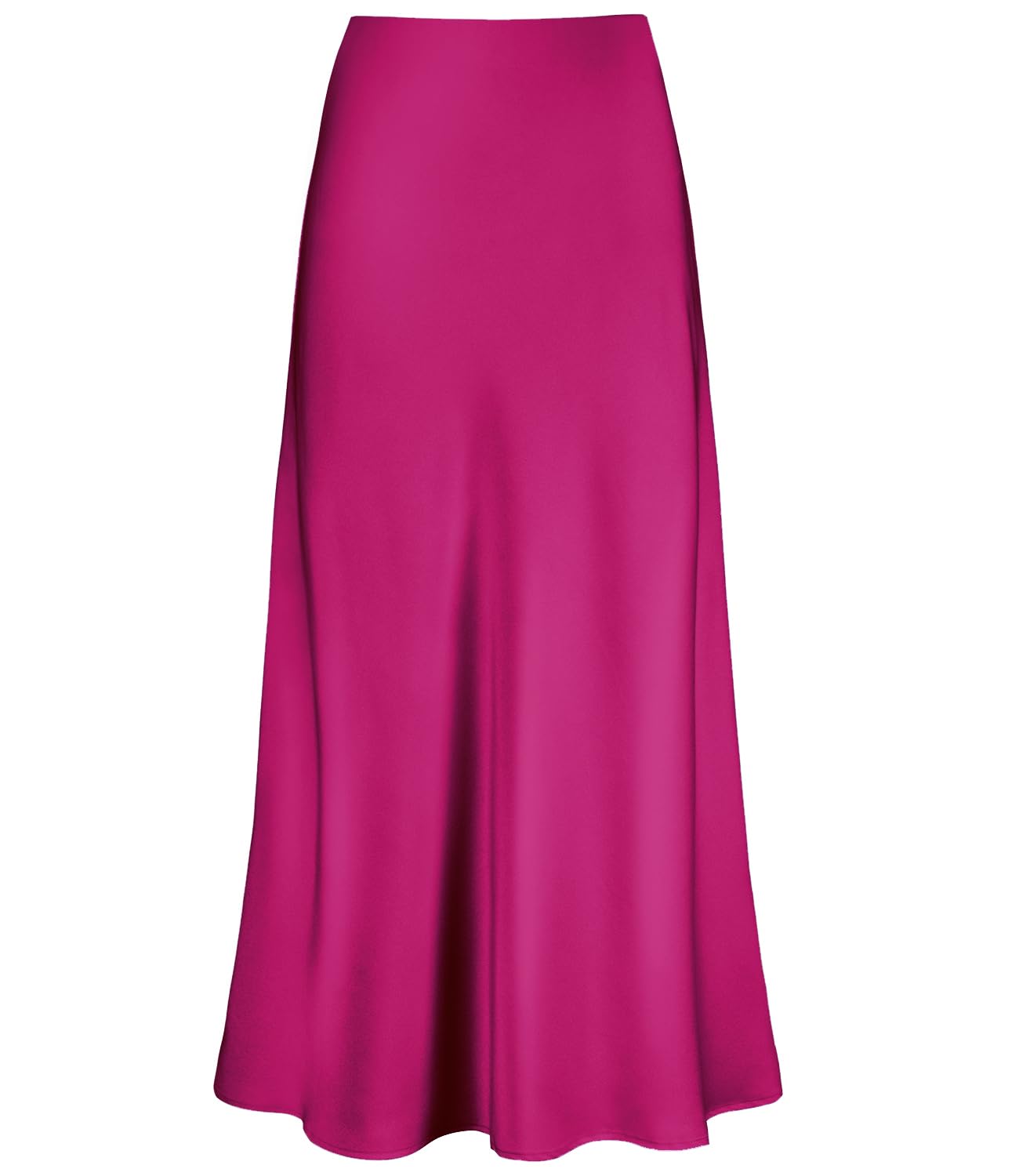 Women's Satin High Waisted Maxi Skirts Hidden Elasticized Waistband A Line Long Skirt