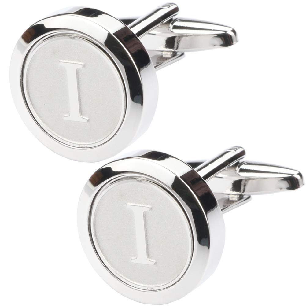 Mens Classic Stainless Steel Initial Cufflinks 26 Alphabet Initial Letter Cufflinks Business Wedding Shirts A-Z