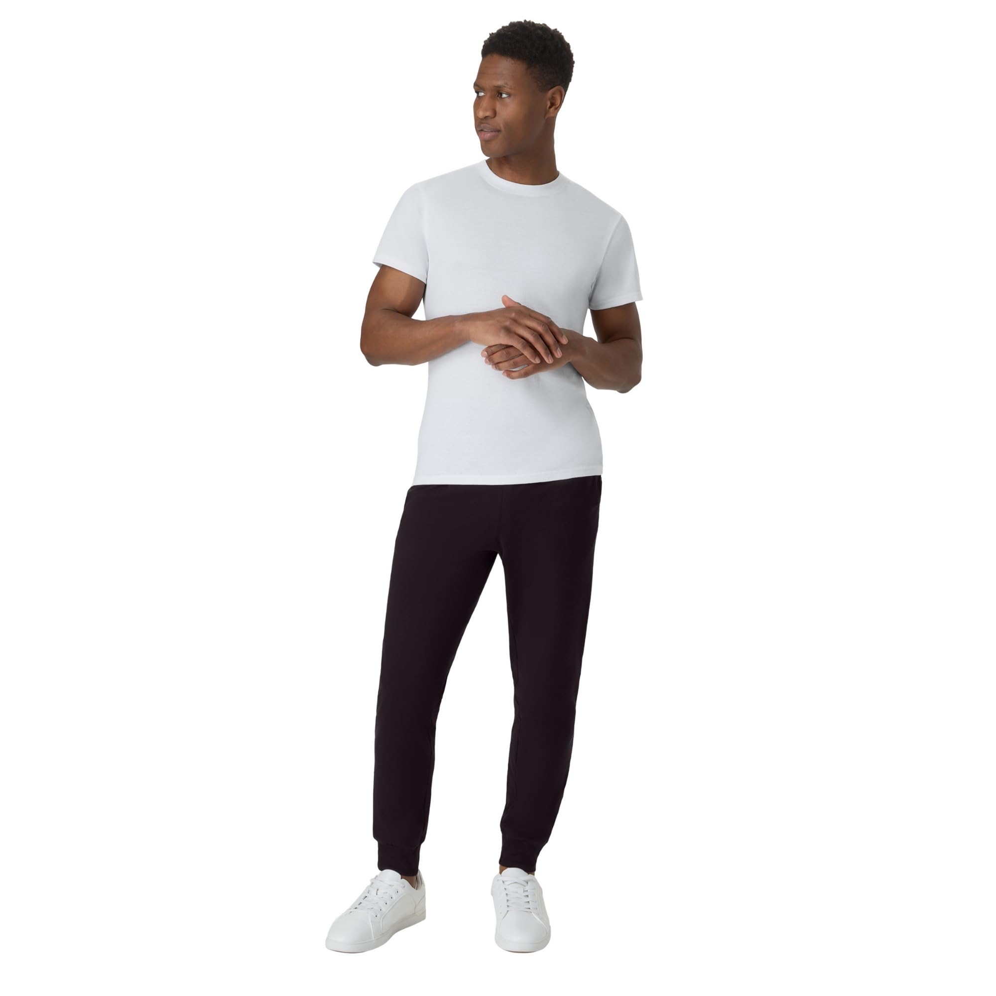 Men's Lightweight Cotton Jersey Cuffed Jogger Sweatpants with Drawstring and Pockets - 30.5"