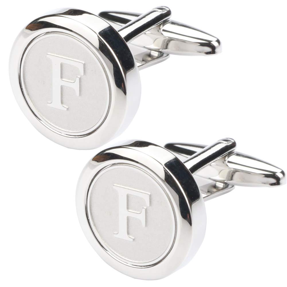 Mens Classic Stainless Steel Initial Cufflinks 26 Alphabet Initial Letter Cufflinks Business Wedding Shirts A-Z