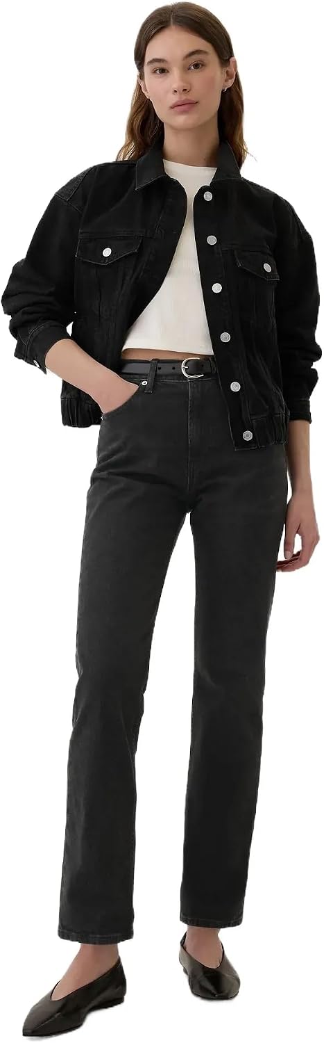 Womens High Rise 90s Straight Fit Denim Jeans