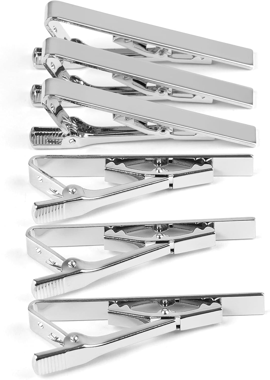 6 Pcs Tie Clips for Men, Classic Shiny & Glossy Tie Bar, Ideal for Father, Husband, Boyfriend, Business, Wedding, Tie Pins with Gift Box