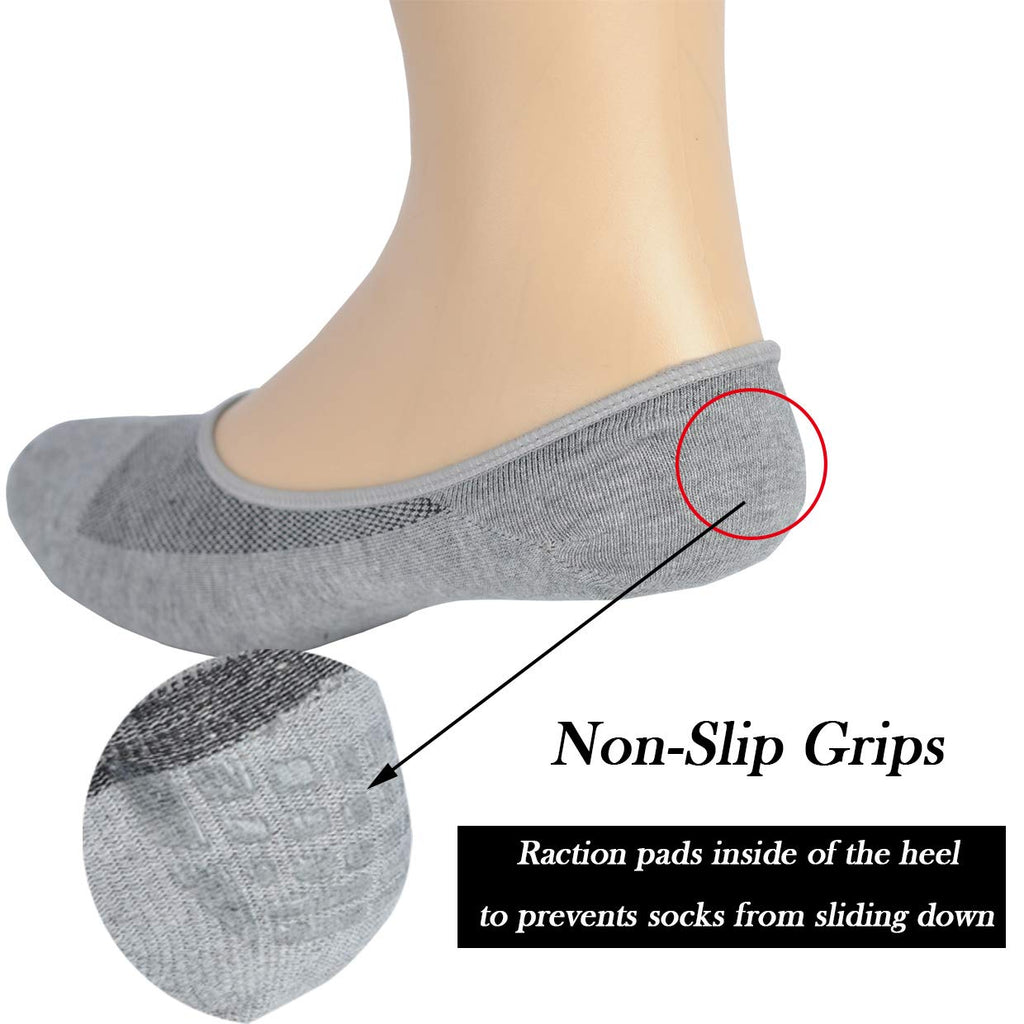 Genuine Mens No Show Socks, Loafer Sneakers Low Cut Cotton Socks With Non Slip Grips