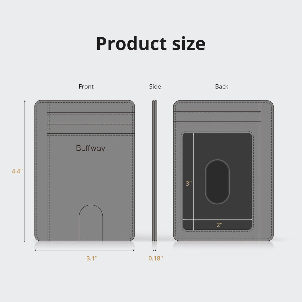Slim Minimalist Front Pocket RFID Blocking Leather Wallets for Men and Women - Carbon Fiber Black