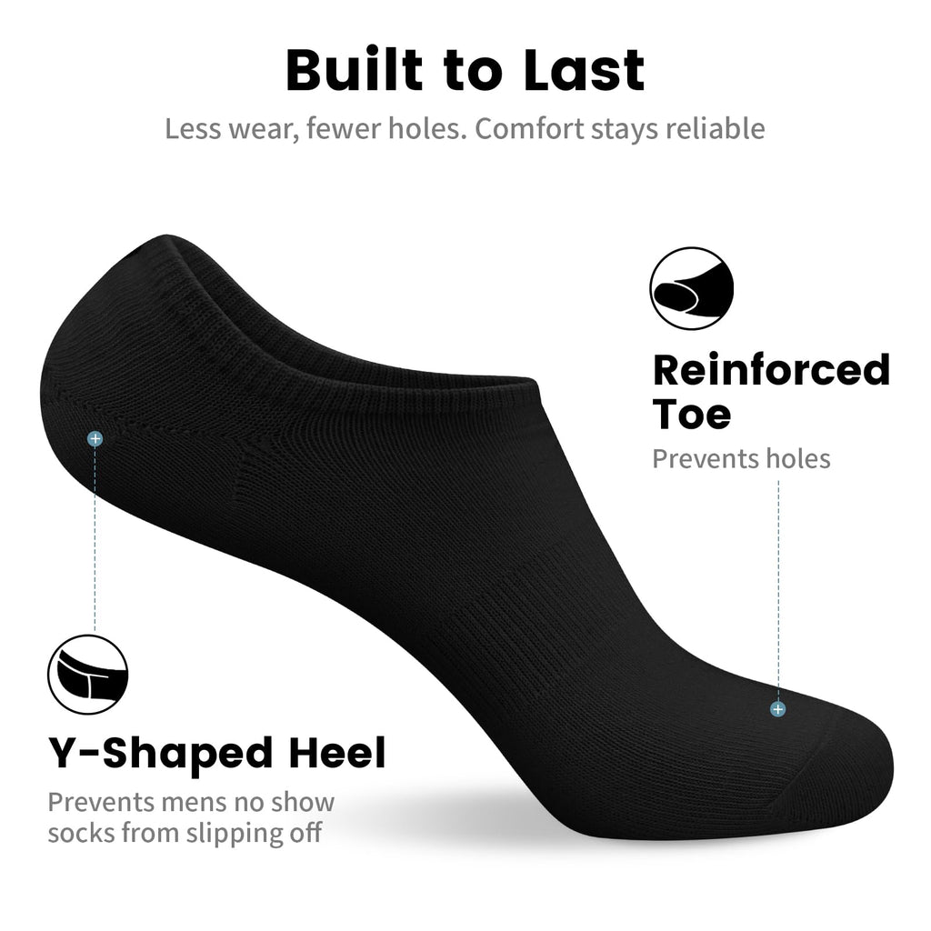 No Show Socks Men, Low Cut Ankle Short Casual Cotton Socks with Non Slip Grips 6-10/11-13