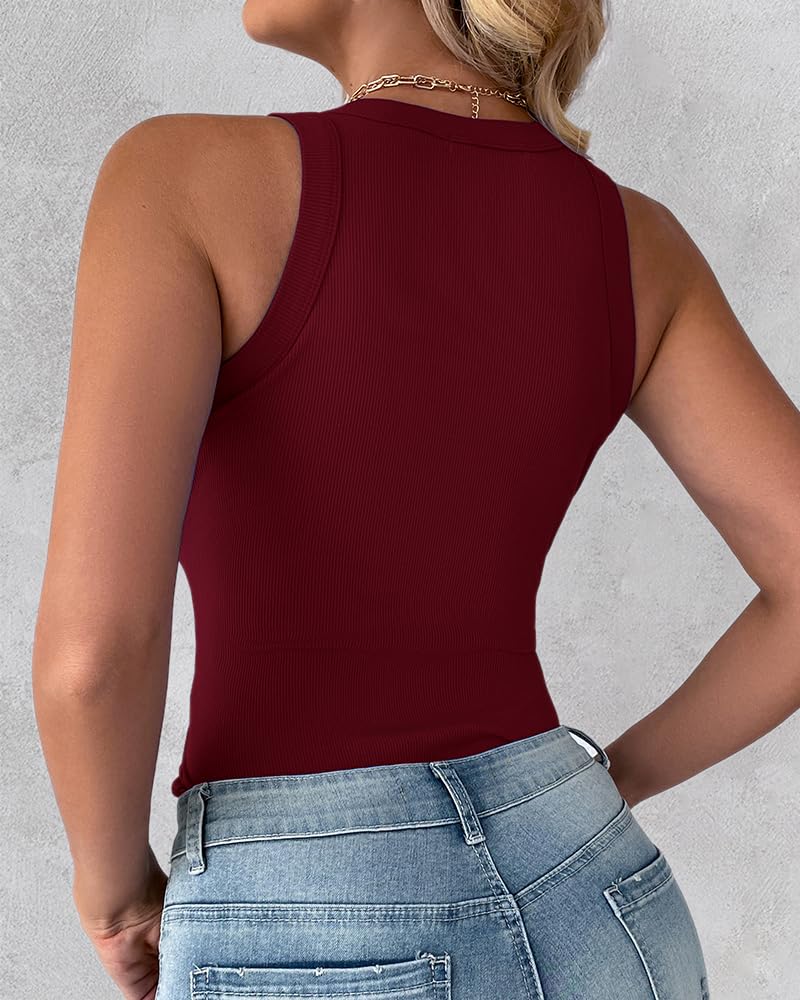 3 Piece Womens Tank Tops Sleeveless Basic Cami Shirt Slim Knit Ribbed Racerback Blouses