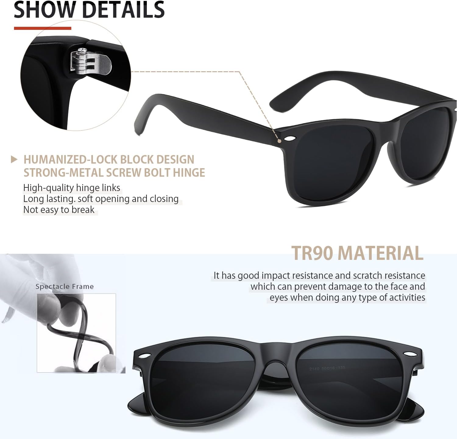 Sunglasses Men Polarized Sunglasses for Mens and Womens,Black Retro Sun Glasses Driving Fishing UV Protection