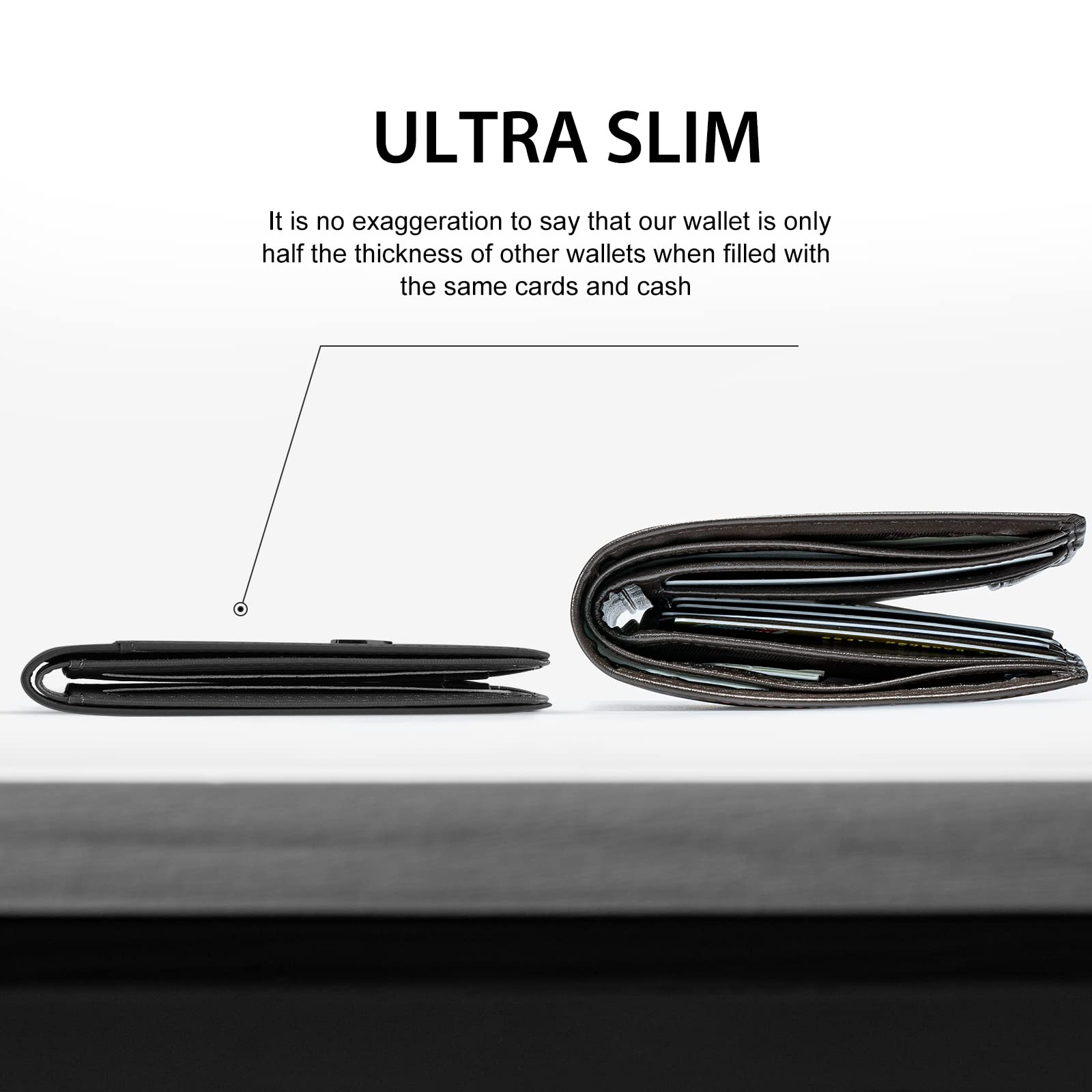 Slim Wallet for Men Rfid Blocking Leather Bifold Front Pocket Carbon Fiber Men's Money Clips Credit Card Holder With Gift Box
