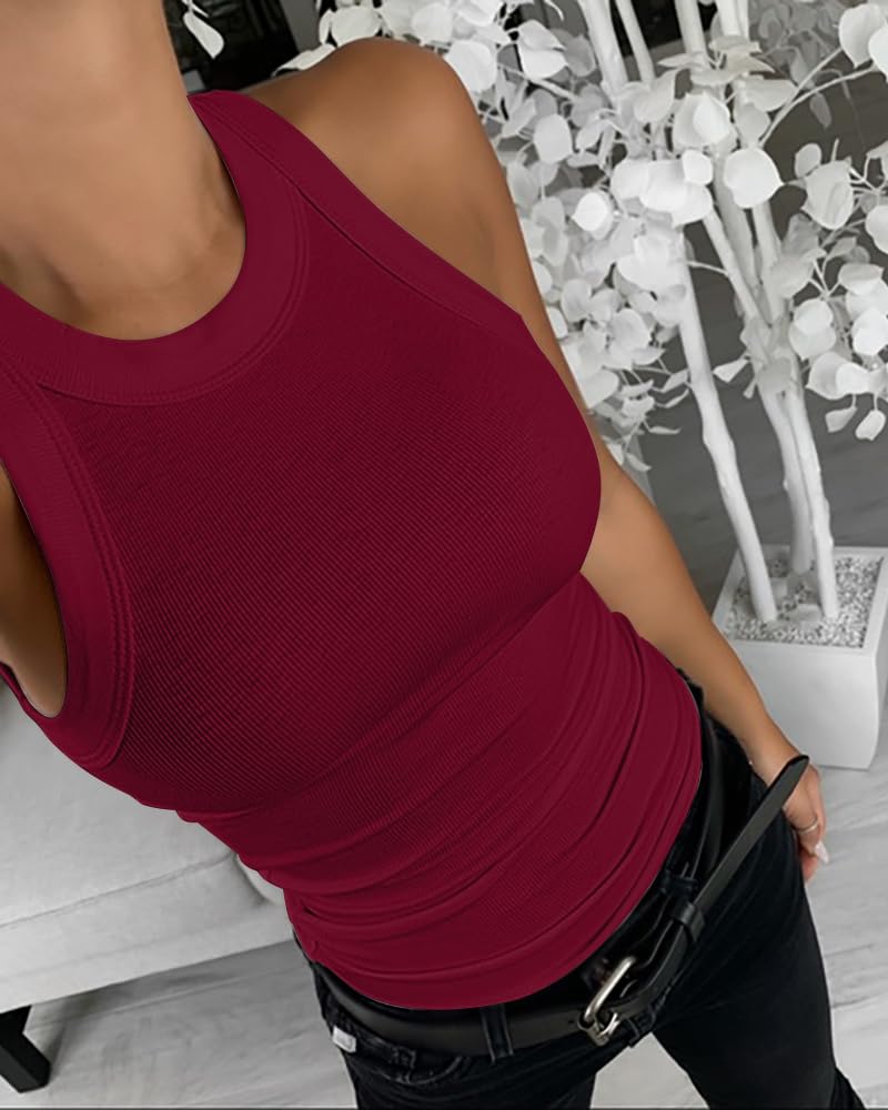 3 Piece Womens Tank Tops Sleeveless Basic Cami Shirt Slim Knit Ribbed Racerback Blouses