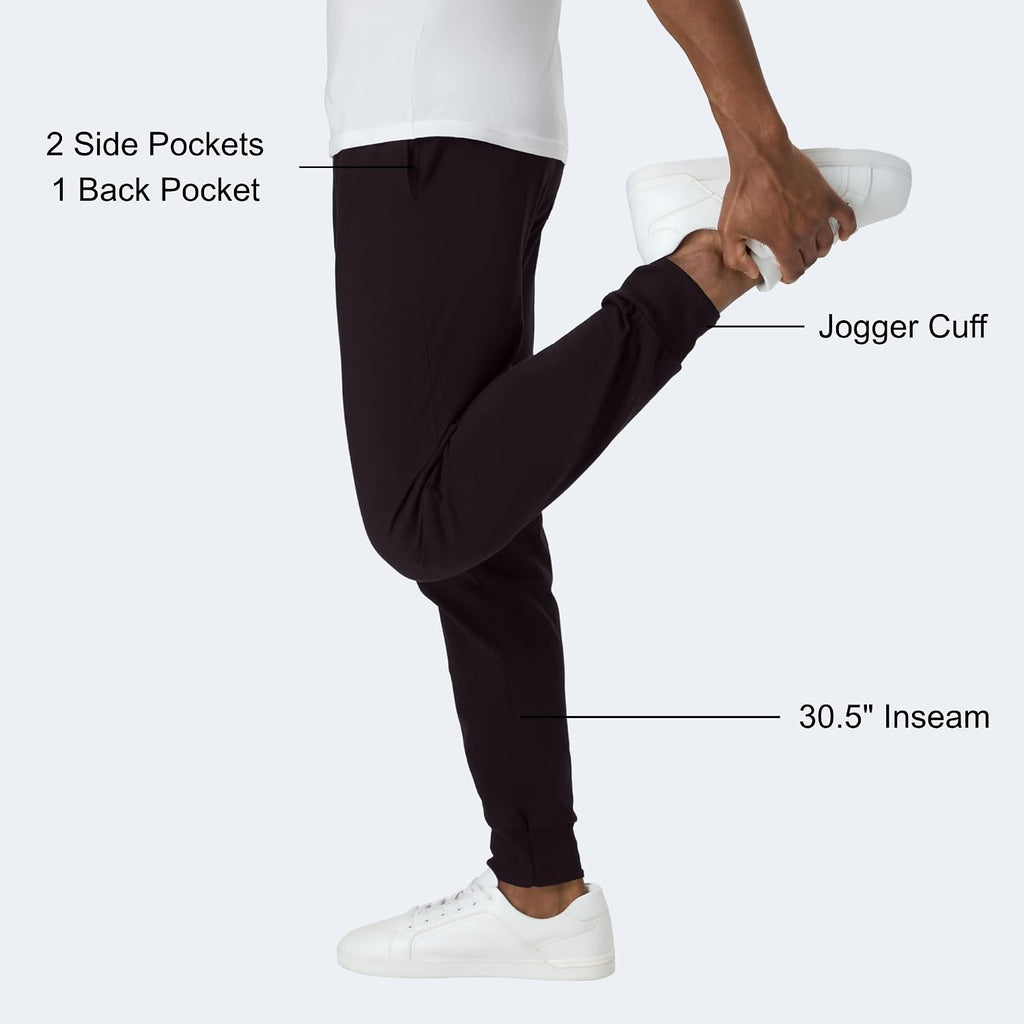 Men's Lightweight Cotton Jersey Cuffed Jogger Sweatpants with Drawstring and Pockets - 30.5"