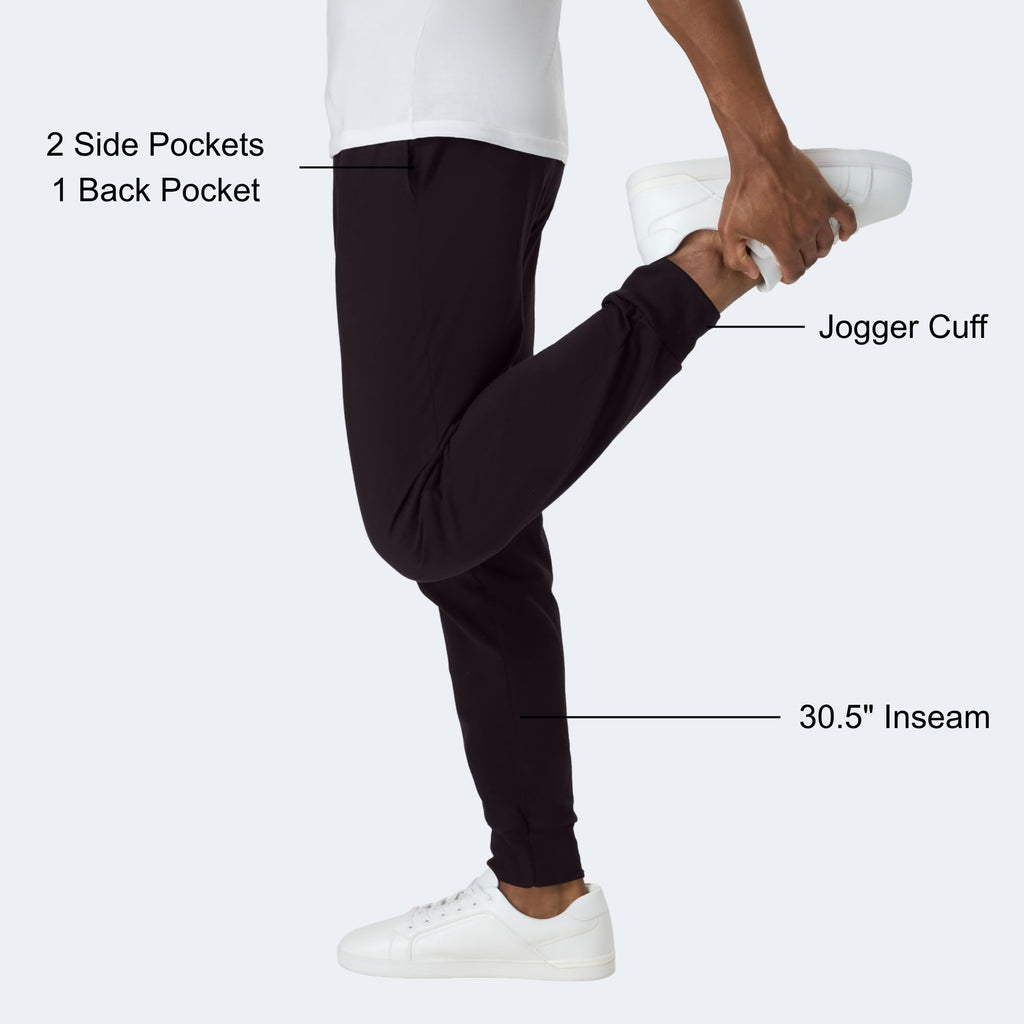 Men's Lightweight Cotton Jersey Cuffed Jogger Sweatpants with Drawstring and Pockets - 30.5"